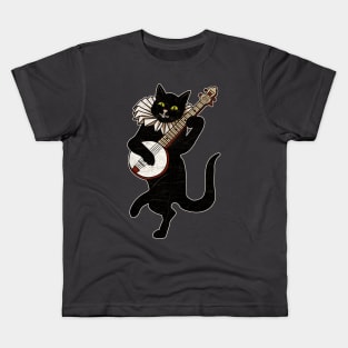 Vintage Cat Playing Banjo Kids T-Shirt